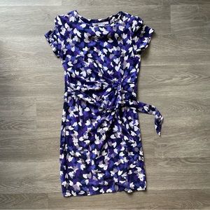 DVF Silk and cotton geometric tie waist dress sz 4